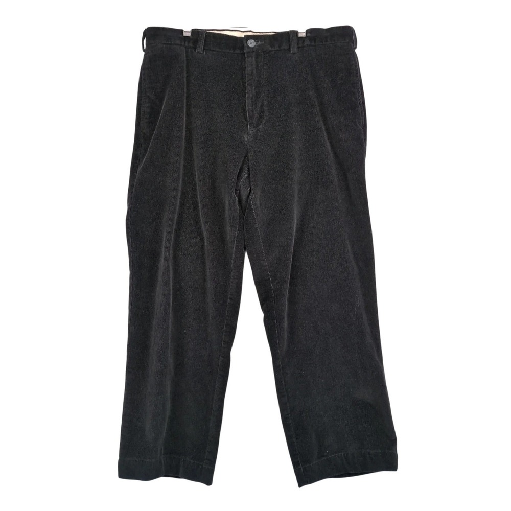 Roundtree & Yorke Black Corduroy Pants Mens 36x27" Classic Cotton Stretch Preppy